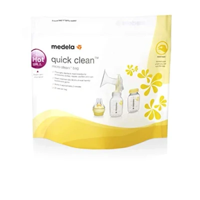 Image of Medela Quick Clean Microwave Bags, and Convenient Cleaning of Breast Pump Parts or Accessories, Reusable, Pack 5