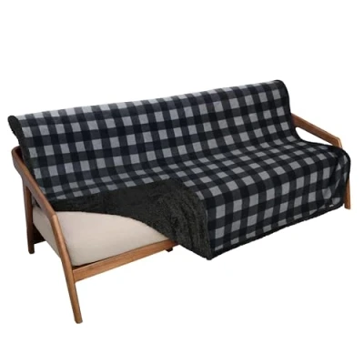 Image of Catalonia Classy Waterproof Bed Blanket, Washable Sofa Couch Cover Protector, Fleece Warm Sherpa Throw Blanket for Boating Camping Car Seat 203 x 152cm Grey Plaid
