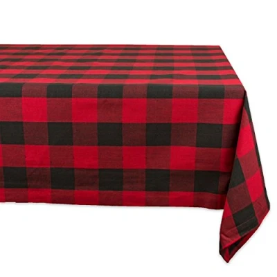 Image of DII Buffalo Check Collection Classic Farmhouse Tablecloth Cotton Red/Black Tablecloth, 52 x cm