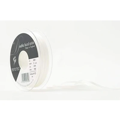 Image of Berisfords Double Faced Satin Ribbon, Bridal White, 3 mm Width, 100 metre Length