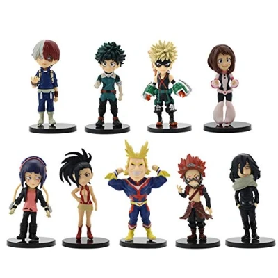 Image of My Hero Academia Figures Deku, Todoroki, Bakugou, Aizawa Kirishima, Toga, Ochaco, Shigaraki MHA Action Figure Set Cake Topper Decoration 5pcs