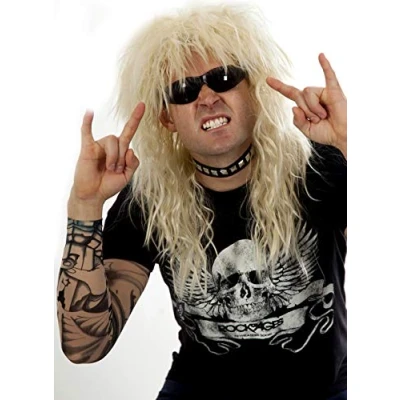 Image of ALLAURA Neil Wig 80s Blonde Rocker Rockstar Men Costume Wigs Heavy Metal Big Hair Band Rock Star Costumes