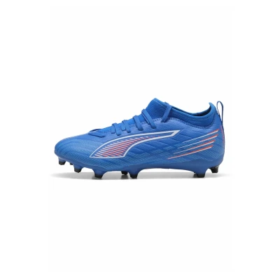 Image of Puma Ultra Match Football boots firm ground for kids, Size: 11K, blue white glowing red shoes