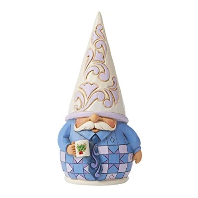 Image of Enesco Jim Shore Heartwood Creek Purple Gnome Holding Coffee Mug Figurine 6009586