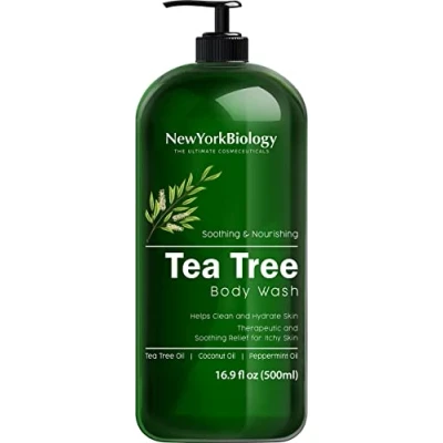 Image of New York Biology Tea Tree Body Wash Helps Nail Fungus, Athletes Foot, Ringworms, Jock Itch, Acne, Eczema &amp; Odor, Soothes Itching Promotes Healthy Skin and Feet 500 ml