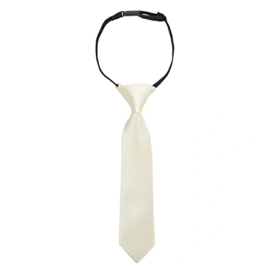Image of DQT Plain Satin Pre Tied Elasticated Adjustable Neck Tie for Boys 0 2 Years Old Ivory