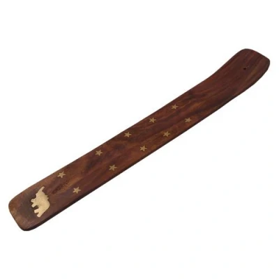 Image of Embossed Wooden Incense Boat/Stick burner and ash catcher/Wood tray Elephant