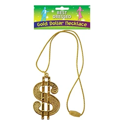 Image of DIGITAL SPOT Adults Medallion Gangster Cosplay Dollar Sign Pendant Necklace Pimp Daddy Costume Accessory One Size