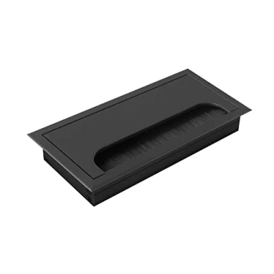Image of GTV Merida cable grommet guide with opening lid passage rectangular organisation for furniture passage/for installation in the worktop / 80 x 160 mm/black