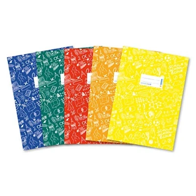 Image of HERMA Exercise Book cover A4 SCHOOLYDOO design, with inscription label, made of wipeable and sturdy plastic, slip on jackets for school, pack 5, assorted colours, 20211