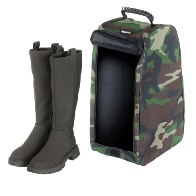 Image of FiNeWaY Wellington Welly Boot Storage Bag Carrier Muddy Snow Hunting/Fishing/Camping Folds Flat for Easy (Camouflage)