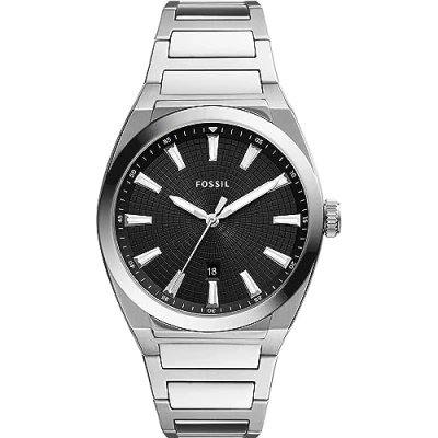 Image of Fossil Watch for Men Everett 3 Hand, Quartz Movement, 42 mm Silver Stainless Steel Case with a Strap, FS5821