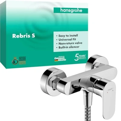 Image of Hansgrohe Rebris S Single Lever Shower Mixer for Exposed Installation, Chrome, 72640000