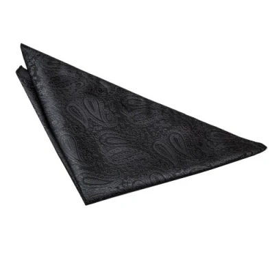 Image of DQT Men Black Solid Plain Stripe Floral Paisley Polka Dot Tartan Pocket Square