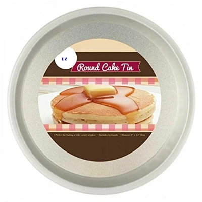 Image of MantraRaj New Cake Tin Non Stick Round Square Large Tray for Baking Loaf Brownie Pizza Birthday Roasting Chips Vegetables (Round Tin)