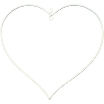 Image of Creativ 100263 Metal Wire Ring, Size 13x13 cm, Thickness 25 White, Heart, 10pcs