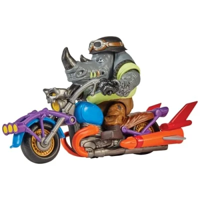 Image of Teenage Mutant Ninja Turtles: Mayhem Chopper Cycle with exclusive Rocksteady Figure. Ideal present for boys 4 to 7 years and TMNT fans!