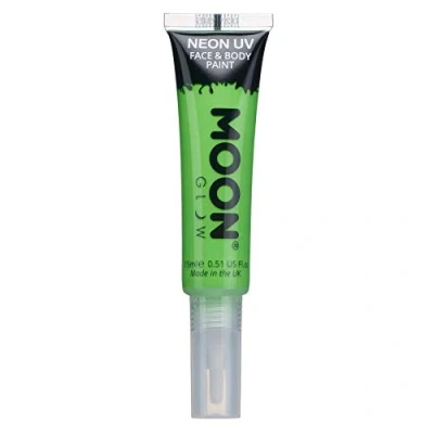 Image of Neon UV Face &amp; Body Paint with Brush Applicator by Moon Glow 15ml Intense Green