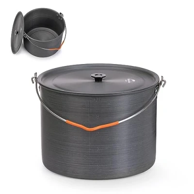 Image of Naturehike Camping Stockpot Cookware with Lid Large Outdoor Portable Hanging Pot Cooking Set for 1 6 People