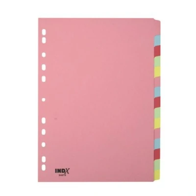 Image of Eastlight Pastel Coloured Manilla Divider A4 15 Part Plain Punched 11 Holes 24275 Set
