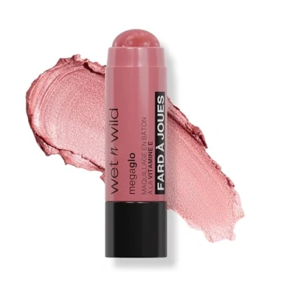 Image of Wet n Wild, Mega Glo Vitamin E Makeup Stick, Multipurpose Blush Stick for Eyes, Cheeks and Lips, with Buildable Blendable Formula, Travel Ready Retractable, Dusty Pink