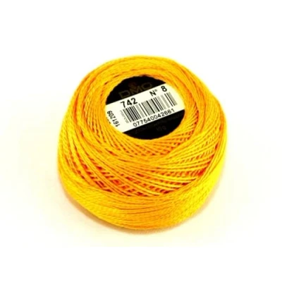 Image of DMC Cotton Perle Thread Size 8 742 per 10 Gram Ball