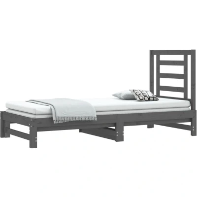 Image of vidaXL Pull out Day Bed without Mattress Grey 2x(90x200) cm