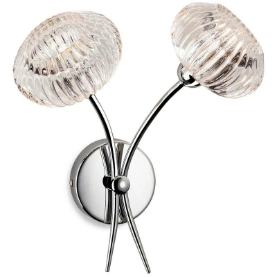 Image of Lisbon 2 Light Indoor Wall Chrome, Clear Decorative Glass, G9