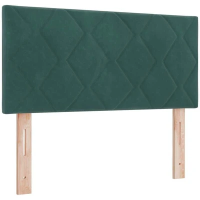 Image of vidaXL LED Headboard Diamond Blocks Design Dark Green 90 cm Velvet