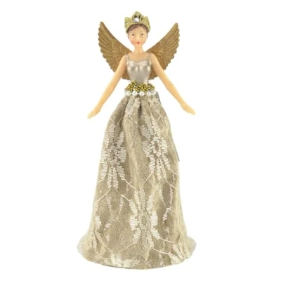 Image of Crafty Capers Luxurious Old Gold Fairy Tree Topper 19cm Tall Gisela Graham