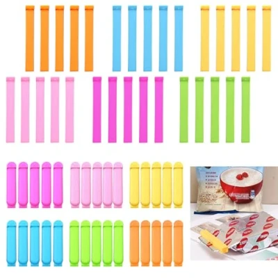 Image of GGTTNRT 60pcs Food Bag Clips for Storage, Sealing Clips, 6 Colours Reusable Kitchen Colorful Plastic Freezer