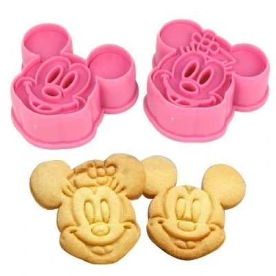 Image of Accessotech 2pcs Mickey &amp; Minnie Cookie Cutters Cake Baking Sugarcraft Crafts Mold Bakeware