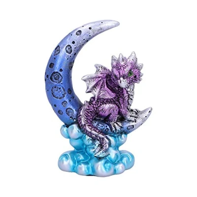 Image of Nemesis Now U5028R0 Metallic Purple Crescent Creature Moon Dragon Figurine, Polyresin, One Size