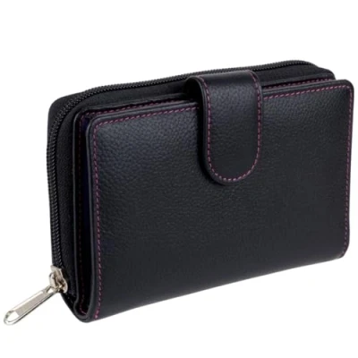 Image of Golunski Leather Ladies Zip Around Medium Purse/Wallet Black Multi