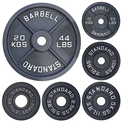 Image of Olympic 2&quot; Cast Iron Weight Plate Disc, Cross Fitness Fit Weights Lifting Deadlifts Strength Training Home Gym Workout, 1.25, 2.5, 5, 10,15, 20, 25Kg Set Pair