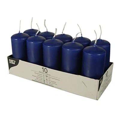 Image of Papstar Candle, Paraffin Wax, Dark Blue, 4cm l x w 9cm h