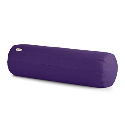 Image of Basaho Yoga Bolster Organic Cotton Buckwheat Hulls Removable Washable Cover (Pure Purple)