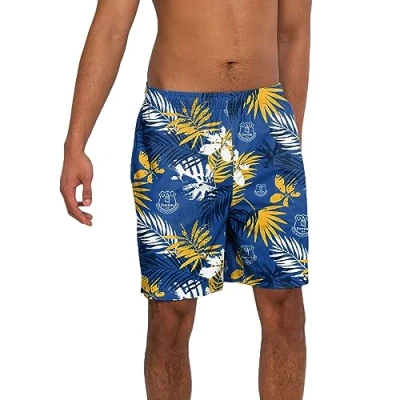 Image of FOCO Officially Licensed Men&#039;s Floral Print Football Beach Board Shorts (Everton FC) (X Large)