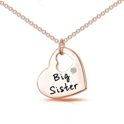 Image of Philip Jones Rose Gold Plated Big Sister Heart Necklace Created with Zircondia® Crystals