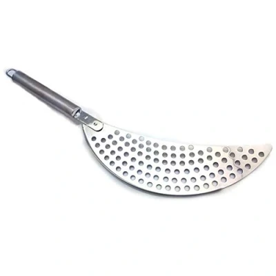 Image of Pan Strainer, Stainless steel Strainer Pot with Handle, Half Moon Resistance for kitchen pots, Multi Purpose Food Drain, filter,