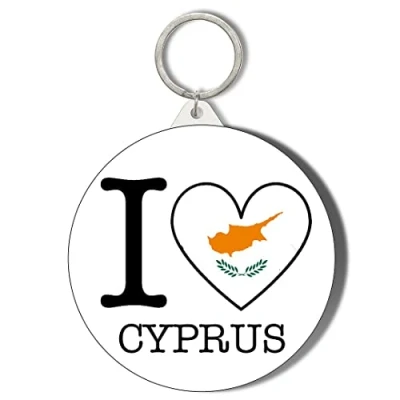 Image of Gift Insanity I LOVE CYPRUS FLAG HEART SHAPED DESIGN 45mm Keyring