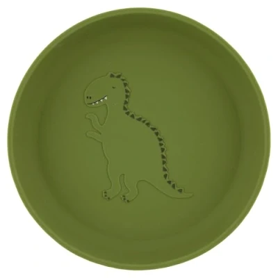 Image of Trixie Silicone Plate Mr. Dino 100% Food Grade 4m+ Durable and Easy to Clean Tableware Perfect for Baby Led Weaning Independent Eating