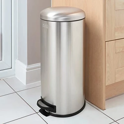 Image of Black + Decker 30L Dome Lid Pedal Bin Stainless Steel