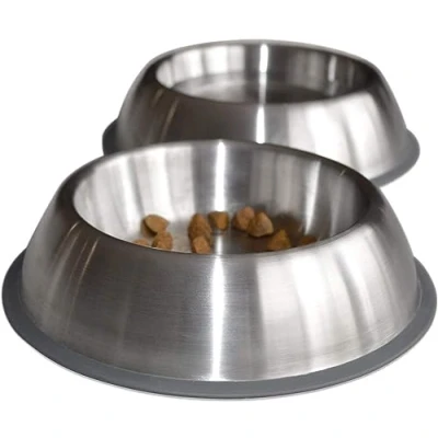 Image of PetFusion Premium Brushed Anti Tip Dog and Cat Bowls Food Grade Stainless Steel Bowl for Dogs Cats Water 398ml