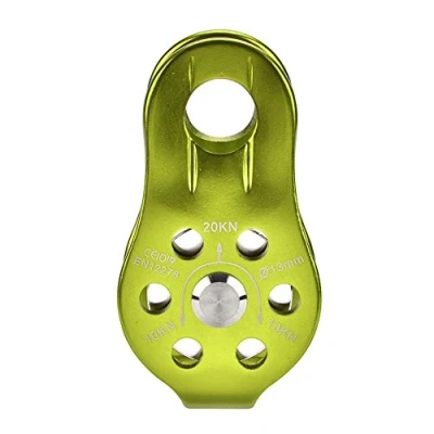 Image of Dilwe 20kN UIAA Certified Heavy Duty Single Swivel Rope Pulley Fixed Tree Rock Climbing Rappelling Arborist Rescue Safety Gear(Green) Sportinggoods Tools