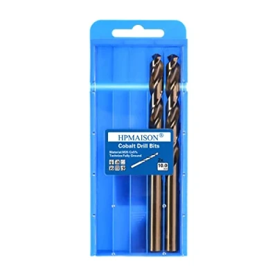 Image of HPMAISON True 5% Cobalt Jobber Drill Bit Set, 2Pcs 10mm M35 High Speed Steel Twist Bits, 135 Split Point Extremely Heat Resistant for Stainless Steel, Cast Iron, Hard Metal, Plastic, Wood