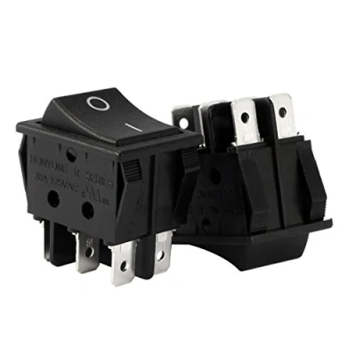 Image of sourcing map DPDT 6 Terminal 2 Position Boat Rocker Switch Black AC 20A/125V 22A/250V