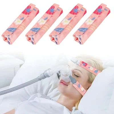 Image of 4 Packs Satin CPAP Strap Covers, Comfort Pads, Face Cushion Universal and Silky Headgear Pads for Reducing Red Marks (4, Strawberry)