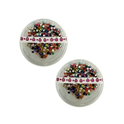 Image of SANGAM® Bindi Dots Tattoos Sticker Indian Ethnic 6 Packets Face Gems Rhinestone Tikka Bollywood Party Forehead Round Velvet Dot Designer Jewelry Jewels