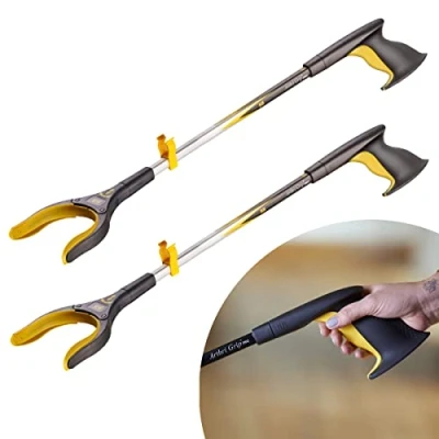 Image of 2 Pack The Helping Hand Company Arthri Grip PRO Reacher Grabber 1 x 26&quot;/66cm &amp; 32&quot;/81cm. Stick with Rotating Head, Reaching Aids for Elderly, Disabled, Limited Mobility
